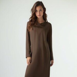 ❤️ CMC Color Me Cotton Brown Maxi Dress Longsleeves Size XS